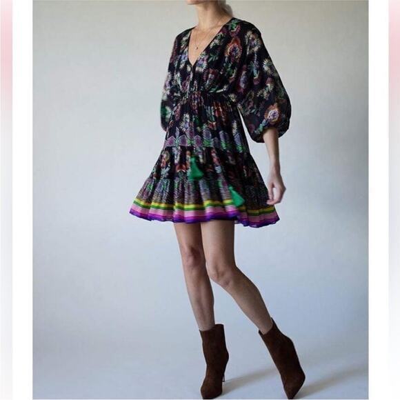 Alexis Holli Floral Mini Dress Women's XS Black Multicolor Midnight Bloom‎ New - Picture 12 of 12
